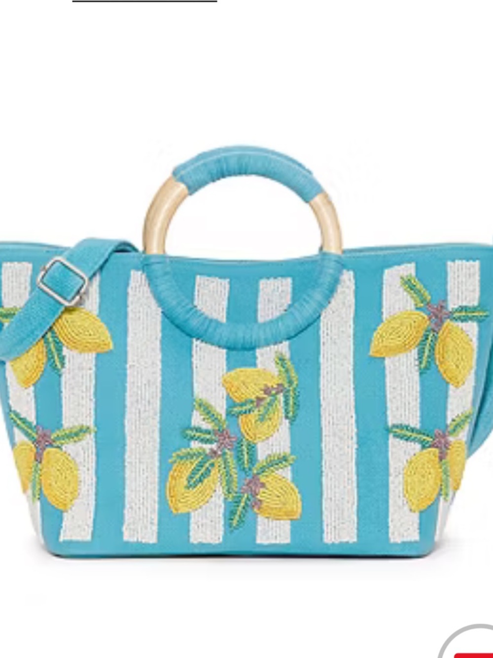 THE RIVIERA Blue Lemon beaded  Embroidered Straw Tote Bag - Women!! NWT!!
